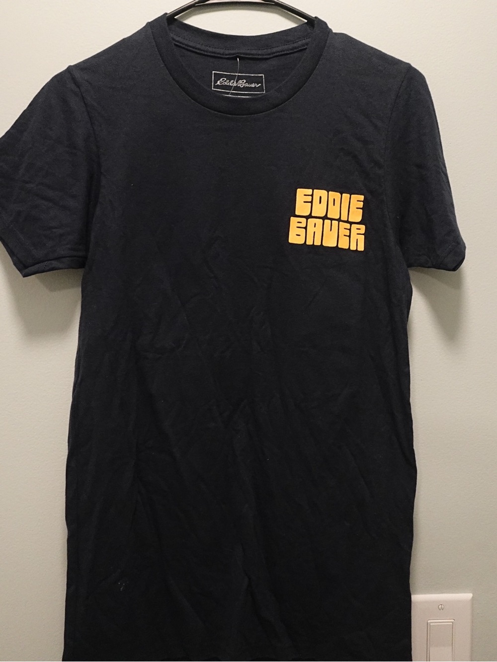 Eddie Bauer Black Short Sleeve Tee with Yellow Chest Logo